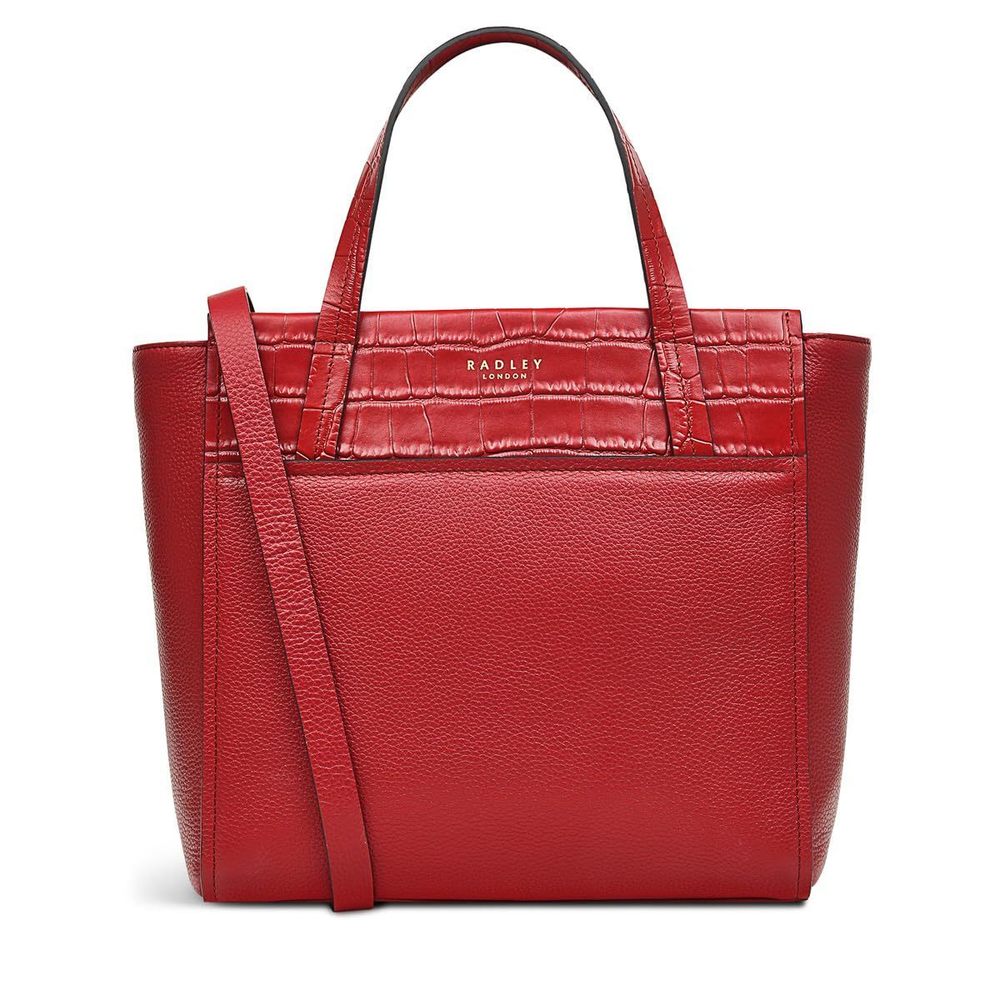 London Downtown Small Leather Ziptop Satchel Bag, Crimson ^-^